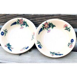 2 Desert Tan Sterling China Fruit Bowls Floral Pattern Restaurant Side Dish 1953